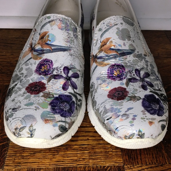 Reiker Madeira Silver Floral Print Slip On Shoes - Picture 4 of 8